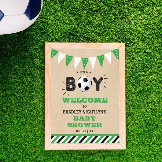 Het is een jongen! Voetbal Theme Baby shower Welko Poster