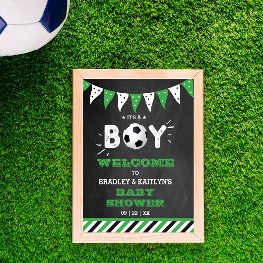 Het is een jongen! Voetbal Theme Baby shower Welko Poster