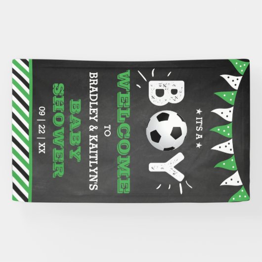 Het is een jongen! Voetbal Theme Baby shower Welko Spandoek (Horizontaal)