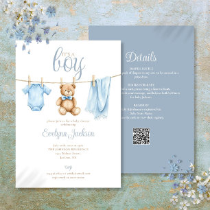 Het Is Een Jongen Waslijn Baby Shower All In One Kaart