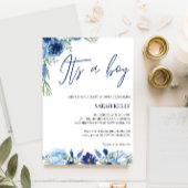 Het is een jongen Waterverf Baby shower uitnodigin Kaart