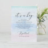 Het is een jongen. Waterverf blauw nautisch baby s Kaart (Staand voorkant)