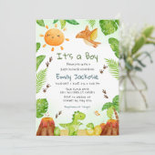 het is een jongen waterverf Dinosaurus Groenery Jo Kaart (Staand voorkant)