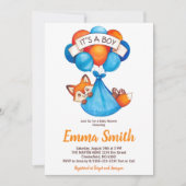 Het is een Jongen Waterverf Fox Baby shower Uitnod Kaart (Voorkant)