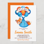 Het is een Jongen Waterverf Fox Baby shower Uitnod Kaart (Voorkant / Achterkant)