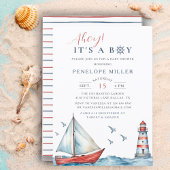 Het is een jongen Waterverf nautisch Baby shower Kaart