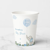 Het is een jongen Waterverf olifant Blue Balloons Papieren Bekers (Achterkant)