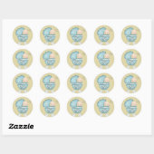 Het is een jongen! Whimsical Blue Baby Carriage Ronde Sticker (Vel)