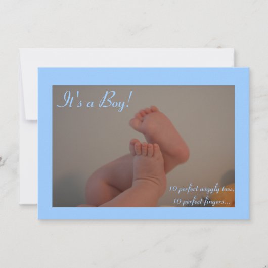 Het is een jongen Wiggly Toes Birth Announcement K Kaart (Voorkant)
