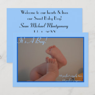 Het is een Jongen Wiggly Toes Foto Geboorteaankond Kaart