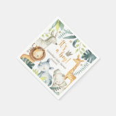 Het is een jongen Wild Giraffe Zebra Elephant Baby Servet (Hoek)