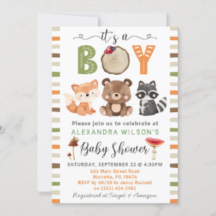 Het is een jongen Woodland Animals Baby shower Kaart