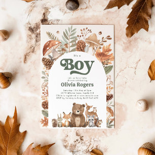 Het is een jongen! Woodland dier baby shower Kaart