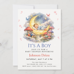 Het is een jongen Woodland Mushroom Baby Shower Kaart