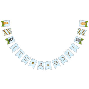 Het is een jongen, Woodland Threats Baby shower Ba Vlaggetjes