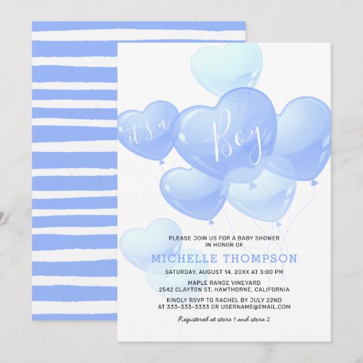 Het is een Jongen Zacht Blauw Baby shower Kaart (Voorkant / Achterkant)
