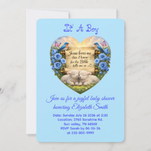 Het is een jongen Zachte Blauwe Baby Shower Uitnod Kaart