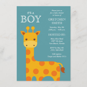 Het is een Jongen Zoete Giraffe Baby Shower Uitnod Kaart