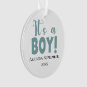 Het is een jongen zwangerschap aankondiging ornament (voorkant)