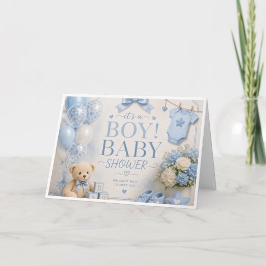 Het is een jongens baby shower kaart (Voorkant)