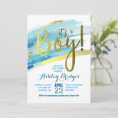 Het is een jongens baby shower uitnodiging (Staand voorkant)