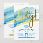 Het is een jongens baby shower uitnodiging (Voorkant / Achterkant)