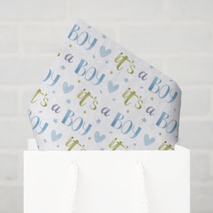 Het is een jongens babyshower decoupage tissuepapier