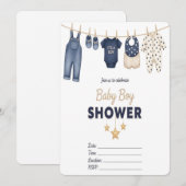 Het is een jongens babyshower uitnodiging  (Voorkant / Achterkant)