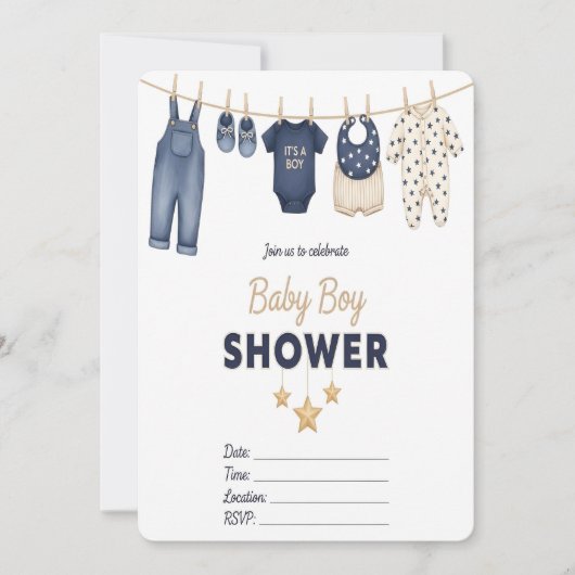 Het is een jongens babyshower uitnodiging  (Voorkant)