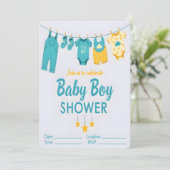 Het is een jongens babyshower uitnodiging (Staand voorkant)