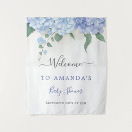 Het is een jongens blauwe Hortensia botanische bab Wandkleed