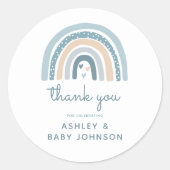 Het is een jongens boho regenboog babyshower bedan ronde sticker (Voorkant)