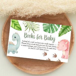 Het is een jongens dinosaurus baby shower boeken v informatiekaartje