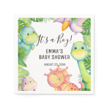 Het is een jongens dinosaurus baby shower feest pa