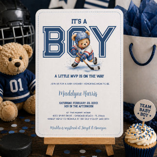 Het is een Jongens Hockey Teddybeer Jongens Babybo Kaart