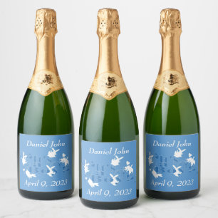 Het is een jongens konijntjes mousserende wijn lab sparkling wijnetiket