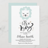 Het is een jongens Leeuwen Baby Shower Uitnodiging (Voorkant / Achterkant)