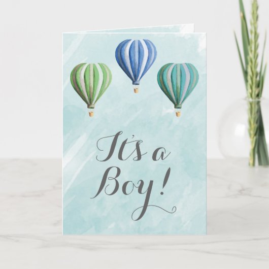 Het is een jongensaankondiging Kaart met hete luch (Voorkant)
