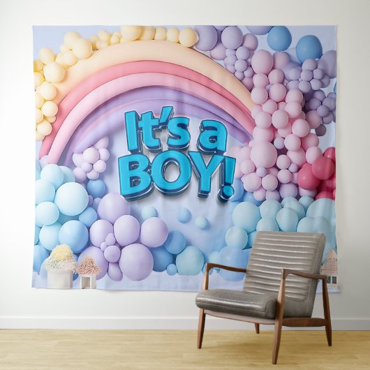 Het is een jongensballonboog-achtergrond wandkleed (In Situ (horizontaal))
