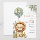 Het is een jongensballonleeuw Baby shower Kaart (Voorkant / Achterkant)