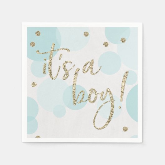 Het is een Jongensblauw Baby showers servet (Voorkant)
