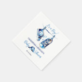 Het is een jongensblauw baby sportschoen pet baby  servet (Hoek)