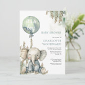Het is een jongensblauw ballon olifant Baby shower Kaart (Staand voorkant)