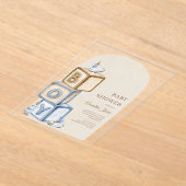 Het is een jongensblauw Boho-blokken en speelgoed- Acryl Uitnodigingen (Laagn)