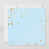 Het is een jongensblauw en gouden Baby shower Kaart (Achterkant)