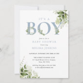 Het is een jongensblauw groen alles in één Baby sh Kaart (Voorkant)