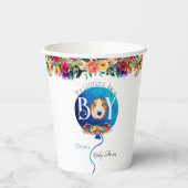 Het is een jongensblauwe ballon cavia baby shower papieren bekers (Achterkant)