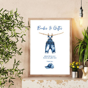 Het is een jongensblauwe jeans baby shower geschen poster