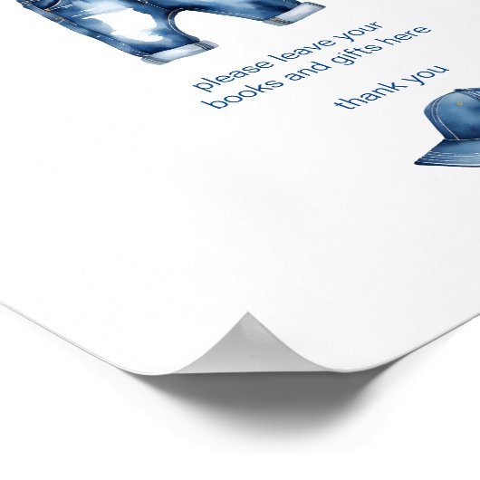 Het is een jongensblauwe jeans baby shower geschen poster (Hoek)