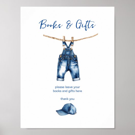 Het is een jongensblauwe jeans baby shower geschen poster (Voorkant)
